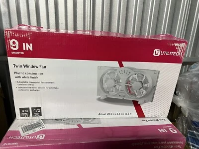 BRAND NEW Utilitech 9-in 3-Speed Indoor White/Painting Window Fan Model #0667618 - Image 1 of 4