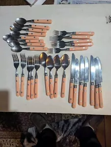 29 Pieces Of Peach Colored Stainless Steel Flatware Made In Tiawan - Picture 1 of 1