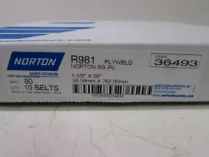 NORTON R981 NASTRI ABRASIVI ABRASIVI GRANA 1-1/8" X 30" 80 (LOTTO DI 10) *NUOVI CON SCATOLA* - Foto 1 di 1