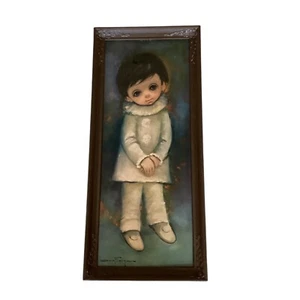 Vintage 60’s Ozz Franca Big Eyed Boy in White Outfit Framed Print - Picture 1 of 7