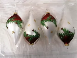 Tropfen Christbaumkugel Weihnachtskugel Christbaumschmuck Krebs Lauscha rot silb - Bild 1 von 6