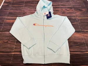Brand New Champion Hoodie Full Zip Light Blue Size Medium Kids - Picture 1 of 2