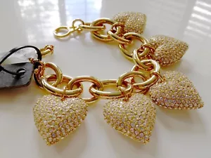 J.Crew PAVE CRYSTAL-ENCRUSTED HEART BRACELET $125 NWT  - Picture 1 of 4