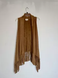 Jolt Faux Soft Suede Long Frings Hippie Boho Retro Open Front Vest Extra Large - Picture 1 of 3