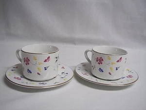 Pair Vintage Totally Today China Cup & Saucer Sets Rare Floral Pattern Gold Trim - Picture 1 of 9