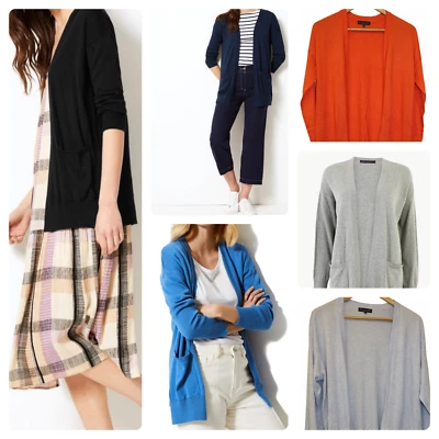 Ladies Ex F&F New Pure Blend Open Front Long Cardigan Jumper Tops UK 6 - 22 - Image 1 of 4