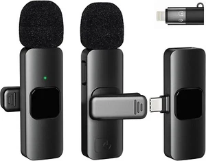 BYbrutek Microfono Wireless Lavalier Microfono Cancellazione Rumore iPhone Android USBOX - Foto 1 di 6