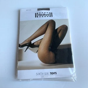 Wolford Sixty -Six Fishnet Tights Pantyhose Medium NEW Coca mesh brown - Picture 1 of 6