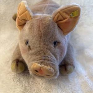 Vintage Steiff Molly Schwein Pig Lying Down 0360/45 Button In Ear Germany - Picture 1 of 7