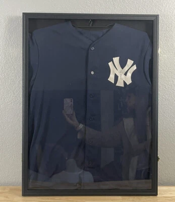 Yogi Berra Signed Blue Jersey New York Yankees with Frame MLB Gift - Image 1 of 3