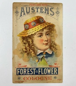 Tarjeta comercial victoriana Austens bosque flor colonia cox drogadista Austen Oswego NY - Imagen 1 de 2