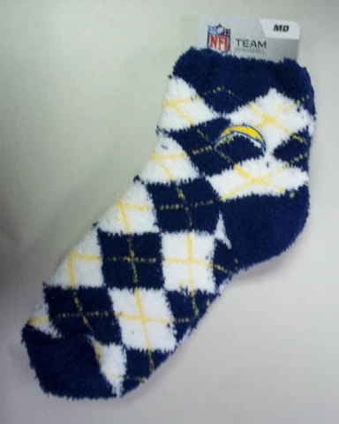 San Diego Chargers Women's Sleep Soft Socks Medium Size 6 to 11 Argyle Cover