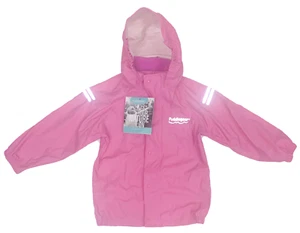 Puddlegear Kids Girls Raincoat Detachable Hood YKK Zipper Jacket Size 110cm Pink - Picture 1 of 4