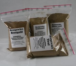 Brotgewürz, 4 Sorten, 400 g , 4 x 100 g (z.B. Brotgold, Tirol,), DHL-Versand - Bild 1 von 1