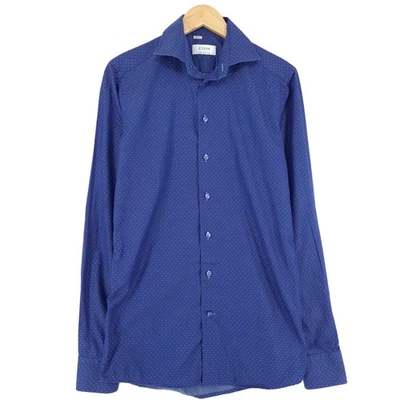 Eton Men Shirt Polka Dot Cotton Business Formal Wedding Ao6 Size 15 38 - Image 1 of 4