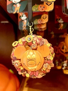 2025 Disney Parks Halloween Mickey Pumpkin Wreath Christmas Ornament New - Picture 1 of 2