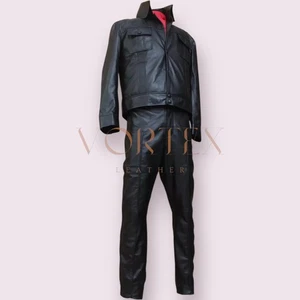 Unisex Elvis Presley King of Rock Lambskin Black leather suit tribute Artist - Picture 1 of 4