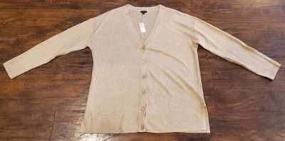 Cárdigan Talbots Tostado 100% Lino Cuello en V Manga Larga Talla Grande Nuevo Foto 1 de 4