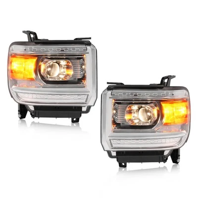 Par de faros LED proyectores con bombillas para GMC Sierra 1500 2014-2015 15-19 2500HD Foto 1 de 4