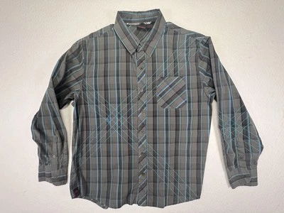 Tony Hawk Men’s LG, Shirt Long Sleeve Plaid Button Down Gray, Blue Black Stripe - Image 1 of 4
