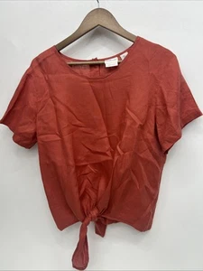 Rachel Zoe Salmon Tie Front Linen Top- Size Large - Picture 1 of 5