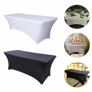 4/ 5/6/8 ft Stretch Spandex Tablecloth Elastic Fitted Table Cover Party Banquet - Picture 1 of 28