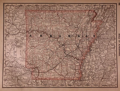 Mapa de Arkansas 1883 - Ferrocarriles, condados, ciudades ~ (11x14) Foto 1 de 2