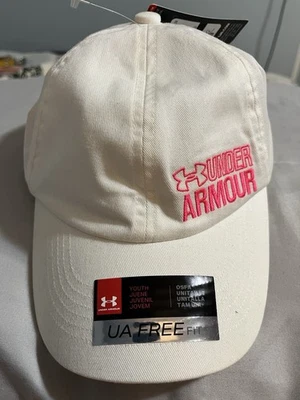 Молодежная регулируемая кепка Under Armour белая с розовым логотипом тепловое снаряжение UA бесплатная - Изображение 1 из 4