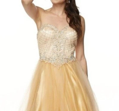 Juliet 无肩带金色亮片串珠短裙 — 第 1/4 张图片