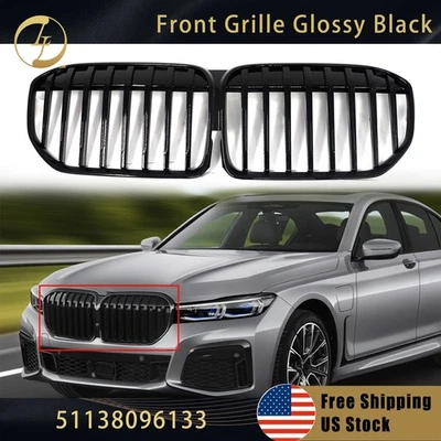 Front Grille Grill Glossy Black For 2019-2022 BMW G11 G12 740i 745e 750i M760i - Image 1 of 4