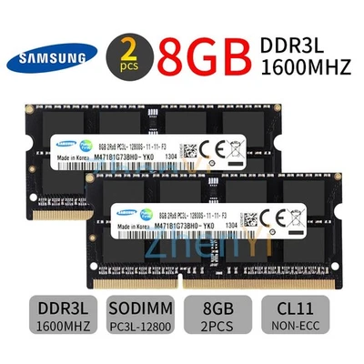 Samsung 16GB Kit 2x 8GB DDR3L 1600MHz PC3L-12800S 1.35V SODIMM Laptop Memory AUB - Image 1 of 4