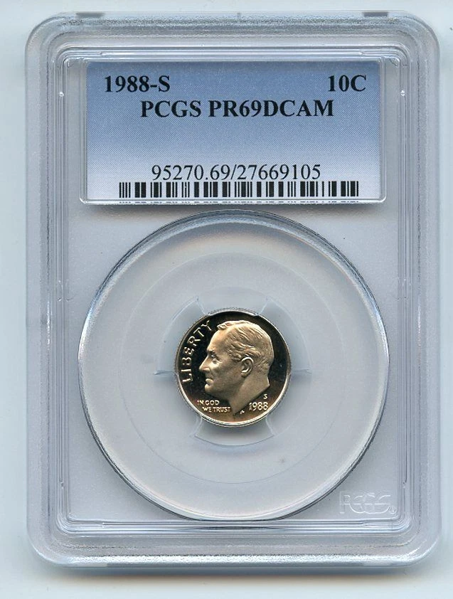1988 S 10C Roosevelt Dime Proof PCGS PR69DCAM - Image 1 of 1