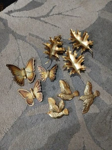 Hojas de pared, pájaros, mariposas de color latón MCM de colección ~ 3 juegos - Imagen 1 de 10