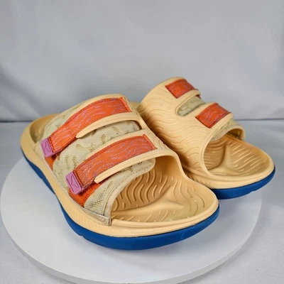 Hoka One One Ora Recovery Slide Sandals Women's Beige Orange Blue Size 9 - Image 1 of 4