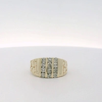 Anillo pepita de diamantes de oro amarillo de 10k para hombre - talla 9,75 (C31013926) Foto 1 de 4