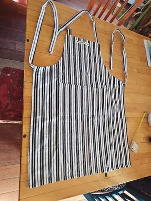 Delantal Williams Sonoma Clásico a Rayas Negro Blanco 100% Algodón Adulto Nuevo sin Etiquetas Foto 1 de 4