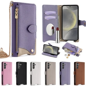 Mirror Zip Leather Wallet Phone Case For iPhone 17 16 15 14 12 11 13 Pro Max Air - Picture 1 of 57