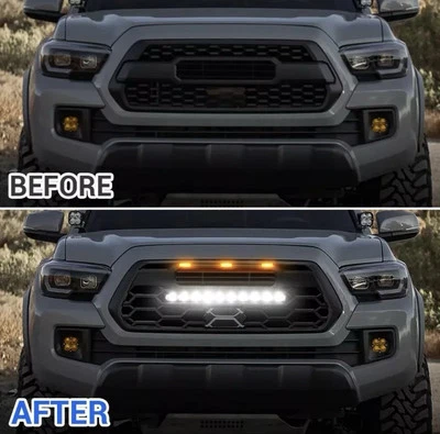 Front Grille Fits For 2016 - 2023 Toyota Tacoma Black Grill W/Led And Light Bar - Image 1 of 4