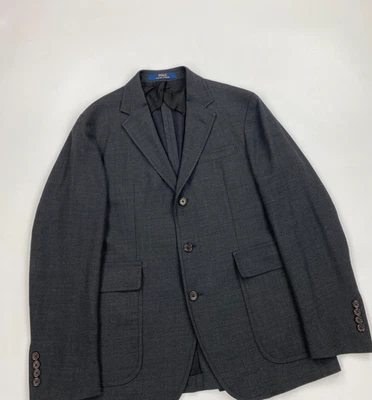 Men's Black & Grey Polo Ralph Lauren Suit Jacket 38S Wool Blazer Traveler A/B - Image 1 of 4