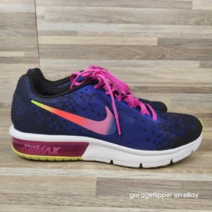 Nike Air Max Sequent Print GS 7Y Women Pink Blue Rainbow Mesh Running 2015 - Picture 1 of 16