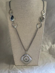 Women's Beautiful LIA SOPHIA Silver Tone Multi Strand Chain Pendant Necklace - Picture 1 of 6