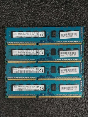 Lot of 4 HP 4GB 2Rx8 DDR3-1866 PC3-14900E ECC Registered Server Memory RAM - Image 1 of 4