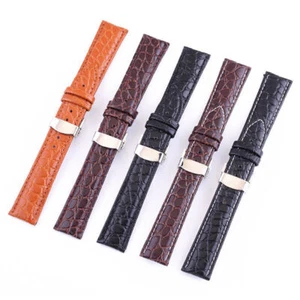 Pulsera Unisex 12-24mm Cuero Genuino Cierre Mariposa Hebilla Correa Reloj - Imagen 1 de 27
