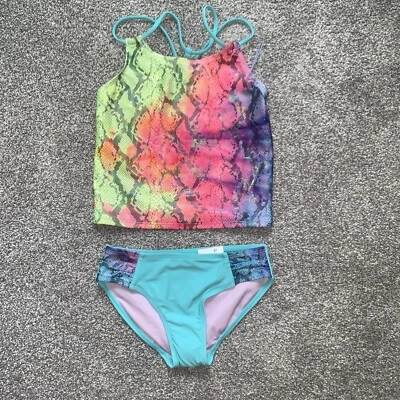 Maiô biquíni tankini estampa cobra animal arco-íris meninas mais do que mágico M 7/8 - Imagem 1 de 3