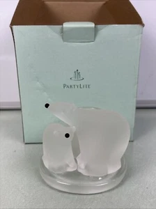 PartyLite coppia orso polare candela votiva portacandele tea light vetro smerigliato scatola aperta - Foto 1 di 10
