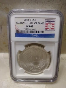 2014 P $1 BASEBALL HALL OF FAME NGC MS 69 - Picture 1 of 5