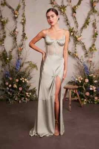 V. Chapman The Calla Lily Dress Maxi Gown 2pc Set Corset Skirt in Sage Prom Sz 0 - Picture 1 of 17