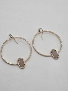 Kendra Scott Elora Gold Tone Iridescent Drusy Dangle Earrings - Picture 1 of 15