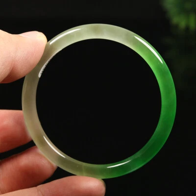 Brazalete Brazalete 52mm Blanco Esmeralda Verde Jadeíta Helado Birmania Jade A-13129 Foto 1 de 4