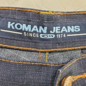 Koman Mens Jeans Sz W36/L32 Dark Denim w/Yellow Stitching 5 Pocket - Picture 1 of 11